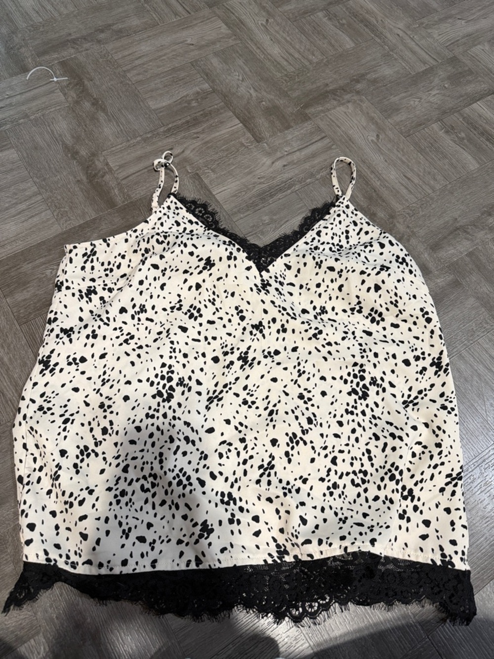 a new day Cream and Black Speckle Lace-Trim Cami